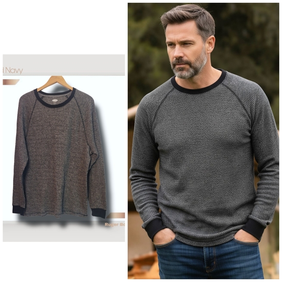 Old Navy Other - 🌿Old Navy Men's XXL Gray Black Crew Neck Textured Thermal Longsleeve Shirt